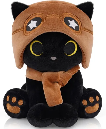 Miniatura 24 de Peluche de gato negro con manzana roja, regalo de agradecimiento para profesores, agradecimiento por ayudarme a crecer, bonito peluche de gato de 8