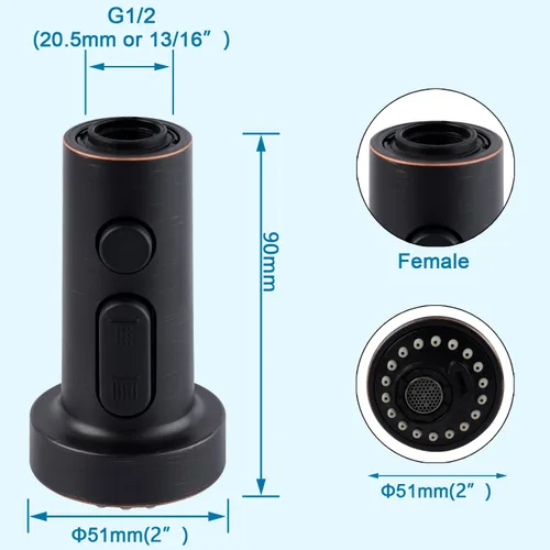Miniatura 2 de Cabezal rociador universal extraíble de cocina, rociador de grifo de fregadero de cocina de 3 funciones compatible con grifo Moen Delta, piezas