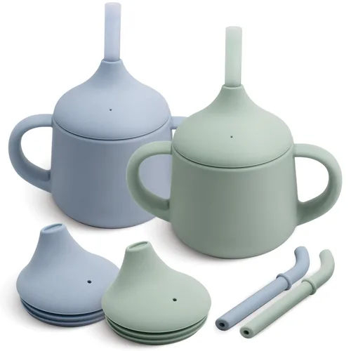 Miniatura 12 de Moonkie Vasos de silicona para bebés Taza de entrenamiento de 3 etapas para bebés y niños pequeños 4 onzas 1 paquete Rubor