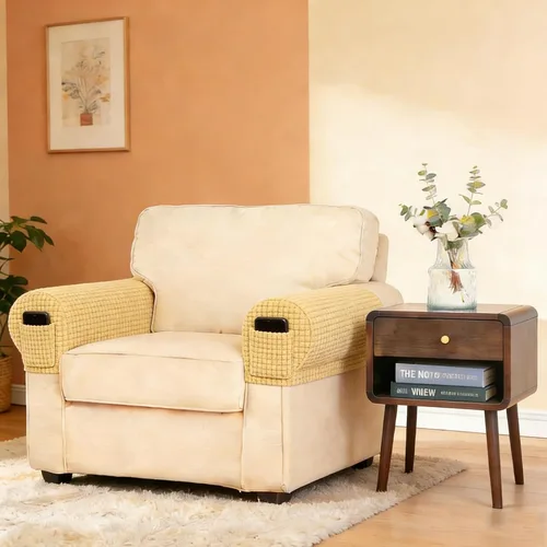 Miniatura 3 de Juego de 4 fundas elásticas para brazos de sofá, con bolsillo, fundas extraíbles antideslizantes para reposabrazos para sillón reclinable