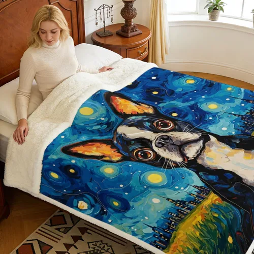 Miniatura 138 de Autumn Teddy Dog Patchwork Sherpa Blanket Fall Cozy Throw Blanket Cute Puppy Quilt Style Warm Soft Blanket for Couch Sofa Bedroom Decor 50x60 Inches