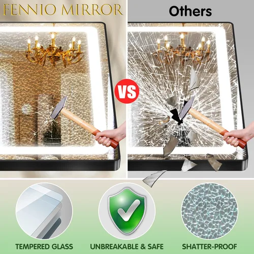 Miniatura 6 de FENNIO Espejo de longitud completa con luces, espejo LED de cuerpo completo de 80 x 36 pulgadas, espejo colgante de pared con luces para dormitorio