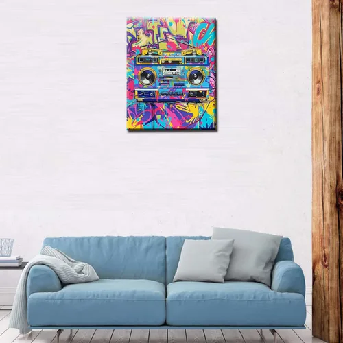 Miniatura 2 de Tucocoo Boomboxes retro - Pintura por números para adultos, radio, pintura al óleo, pinturas acrílicas, Banksy Street 80, música, arte, Pintar por