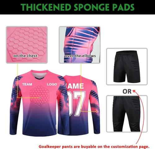 Miniatura 5 de Camiseta de fútbol de portero personalizada para adultosniños, manga larga personalizada y pantalones con logotipo del