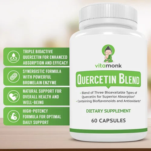 Miniatura 2 de VitaMonk Complejo de quercetina - 3 formas bioactivas - fitosoma de isoquercetina y quercetina con bromelina - Apoyo del sistema inmunológico