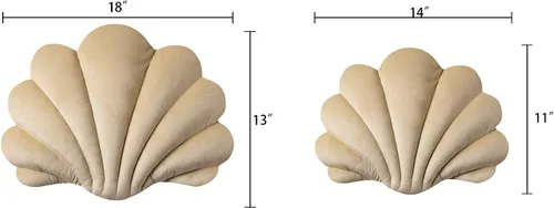 Miniatura 6 de Ashler - Almohadas 3D con forma de concha, cojín de terciopelo suave incluido para sofá, cama, sala de estar, paquete de 1, beige, 18 x 13 pulgadas