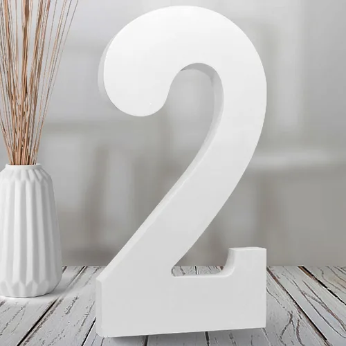 Miniatura 14 de Números de madera blanca de 8 pulgadas, número de madera sin terminar para pared, números decorativos de pie, rebanadas, decoración de tablero