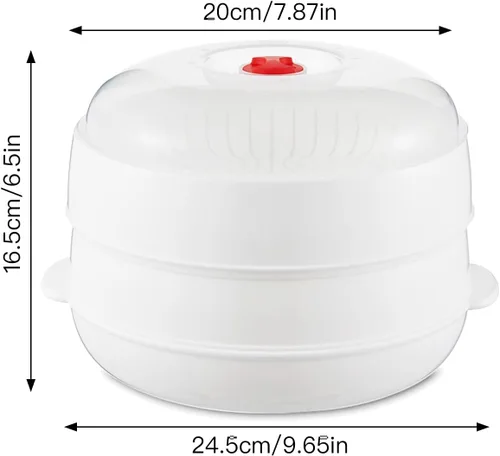 Miniatura 2 de Vaporizador de verduras para microondas para cocinar, vaporizador de microondas con tapa, sin BPA (doble capa)
