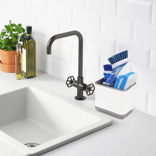 Miniatura 3 de KeFanta Organizador de Fregadero para Encimera, Portaesponjas para Fregadero de Cocina, Soporte para Esponja y Cepillo de Platos, Organizador