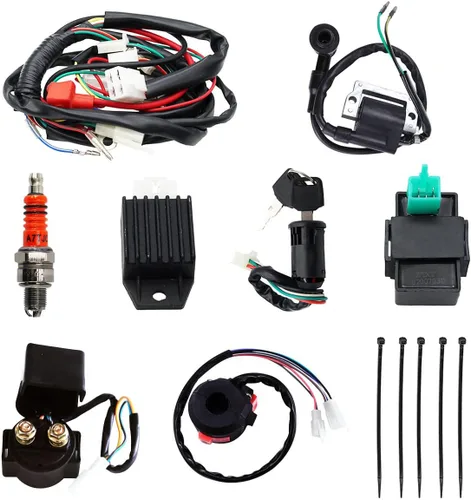 PRO BAT Juego Completo de Cableado Eléctrico, Bobina, CDI, Bujía para Kits de 50cc 70cc 90cc 110cc 125cc ATV, Quad, Pit, Dirt Bike, Buggy, Go Kart