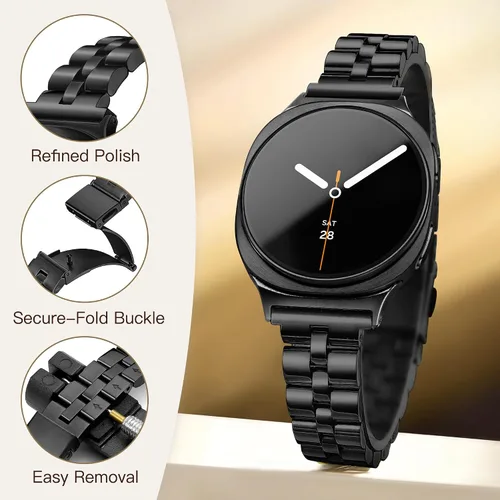 Miniatura 3 de Melyis Correa delgada de metal para Samsung Galaxy Watch 8 7 6 5 4 FE 1.575 in 1.732 in/Galaxy Watch 8 6 4 Classic, 0.787 pulgadas de acero