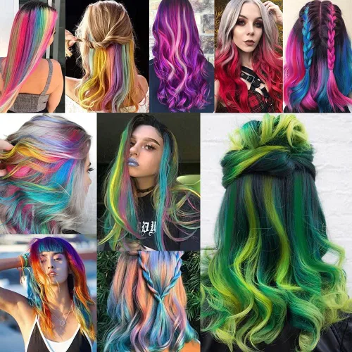Miniatura 9 de 26 extensiones de cabello con clip de colores para niñas, extensiones de cabello arcoíris multicolor con reflejos instantáneos, piezas de cabello