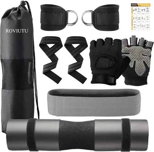 Set de almohadillas para barra Roviutu, 10 piezas de almohadillas para barra para soporte de empujes de cadera, sentadillas y estocadas, con 2 Negro