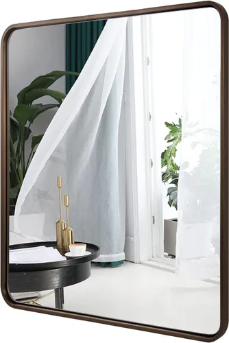 Miniatura 21 de ANDY STAR Espejo de baño negro de 24 x 30 pulgadas, espejos de tocador de baño negros para pared, espejo rectangular redondeado para fregadero