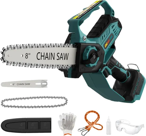 Mini motosierra para batería Makita de 18 V, motosierra eléctrica inalámbrica 2 en 1 de 8 y 6 pulgadas con motor sin escobillas y engrasador