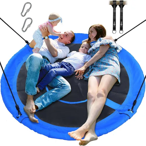 Trekassy Columpio de árbol de platillo grande de 60 pulgadas para niños y adultos, 900D Oxford impermeable con 2 correas para colgar Azul