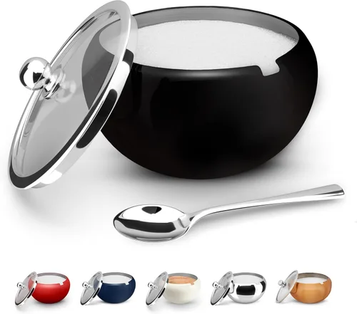 Miniatura 9 de KooK Azucarero, Azucarero con tapa y cuchara, recipiente para azúcar con tapa, para sal, café, capacidad para 2 tazas, apto para lavavajillas, Cobre