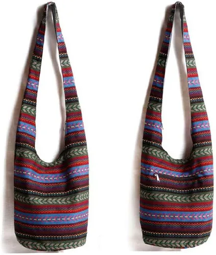 Miniatura 6 de KARRESLY - Bolso bandolera de algodón bohemio, estilo hippie, hecho a mano