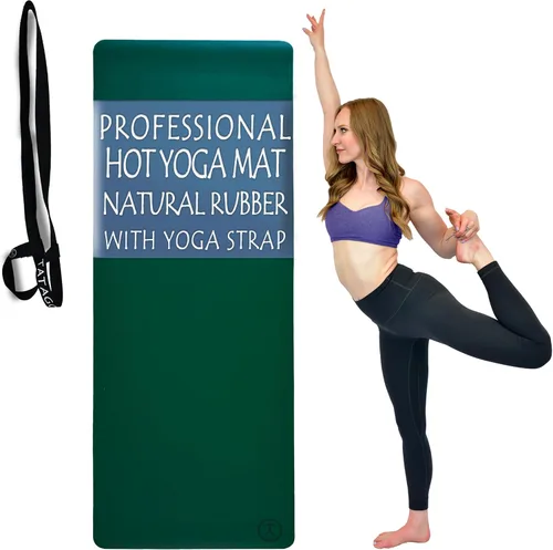 Tatago Esterilla de yoga caliente antideslizante de goma natural de grado profesional, tapete de Pliates, tapete de estiramiento o esterillas de