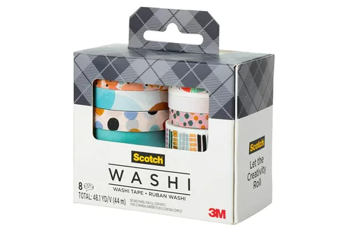 Miniatura 4 de Scotch Cinta washi, diseño moderno abstracto, 8 rollos, ideal para diario de viñetas, álbumes de recortes y decoración de bricolaje (C1017-8-P19)