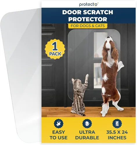 Miniatura 9 de PROTECTO Paquete de 2 protectores de puerta resistentes contra arañazos de perros, 30 x 20 pulgadas, protector de arañazos de puerta transparente