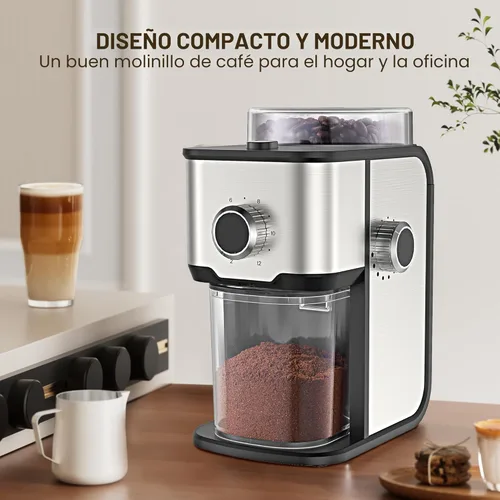 Miniatura 7 de AYCHIRO Molinillo de café con rebabas, molinillo de granos de café eléctrico ajustable con 14 configuraciones de molienda, 2-12 tazas para espresso