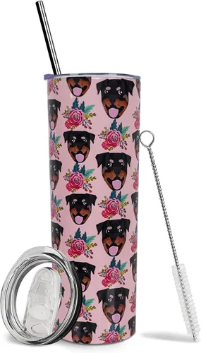Miniatura 48 de Dachshund - Vaso de viaje aislado de acero inoxidable de 20 onzas con asa y pajilla, regalo para mujer, para el Día de la Madre, a prueba de fugas