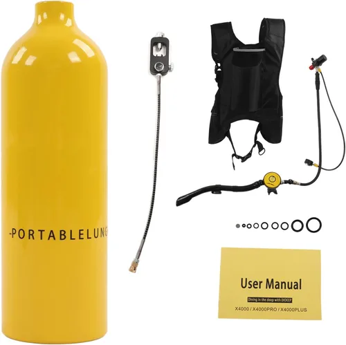 Mini respirador de respiración de buceo portátil, equipo de buceo, tanque de cilindro de oxígeno, 2L X5000 Pro, adaptador de tubo de doble correa de