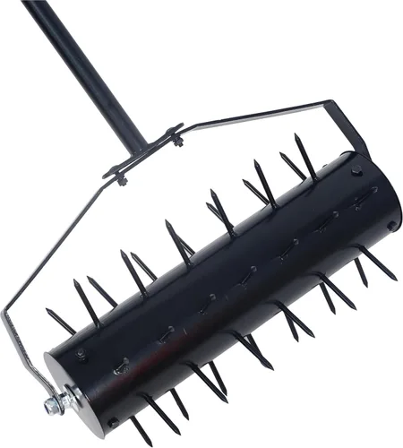 Miniatura 6 de Aireador manual de césped de 58 pulgadas con mango para un fácil montaje, herramienta de empuje para el hogar y rodillo de patio promueve