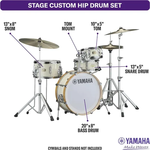 Miniatura 2 de Yamaha Stage Custom Hip One-Box - Juego de batería de 4 piezas - 20" Kick, Blanco Clásico