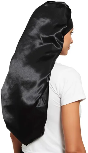 Miniatura 7 de Gorros de satén con banda elástica suave para mujer, 3 piezas de bufanda sedosa para la cabeza, envoltura para el cabello para dormir, cabello largo