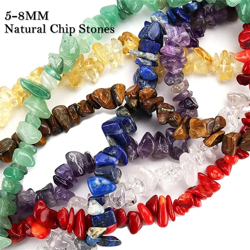Miniatura 3 de Vilihkc Cuentas de piedra natural de 24 colores, 1200 piezas de piedras preciosas irregulares de cristal curativo, agujero de cuentas perforadas