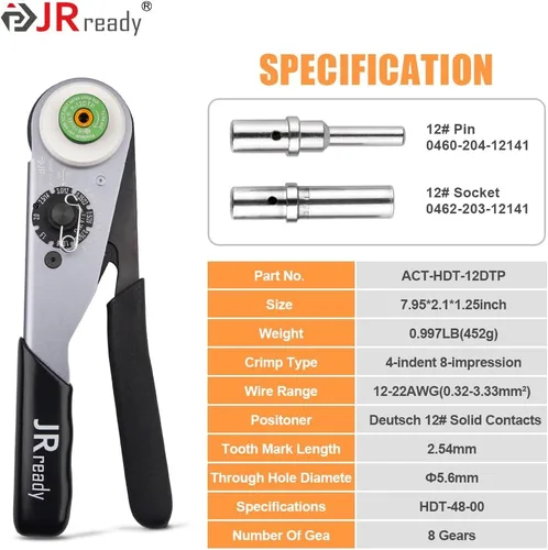 Miniatura 6 de JRready ST6361 Kit de conectores Deutsch, conector impermeable automotriz DTP de 2 y 4 vías, conectores macho hembra DTHD de 1 pin con herramienta