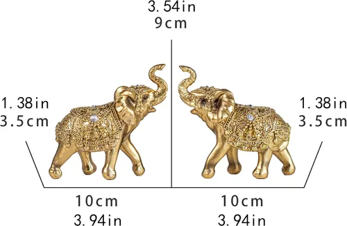 Miniatura 2 de Par dorado decorativo de elefantes estatuas de elefantes, estatuas de decoración para el hogar