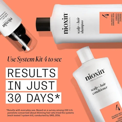 Miniatura 4 de Nioxin System 4 - Acondicionador para cabello teñido, seco y dañado con adelgazamiento progresado, mantiene un color vibrante, nutre y aumenta