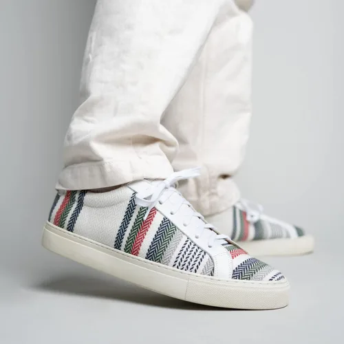 Miniatura 4 de TAFT Tenis para hombre con tejido jacquard multicolor y suela EcoRubber, Entretejido negro