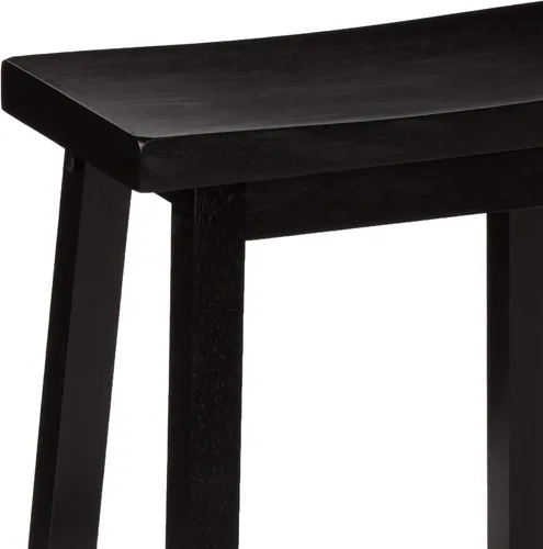 Miniatura 6 de Amazon Basics Taburetes de bar de madera maciza para isla de cocina con reposapiés, 24 pulgadas de altura, negro, juego de 2