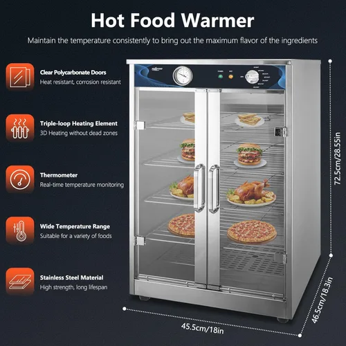 Miniatura 2 de Calentador de alimentos eléctrico para catering, calentador de alimentos calientes de 5 estantes, gabinete de retención calentado para encimera, uso