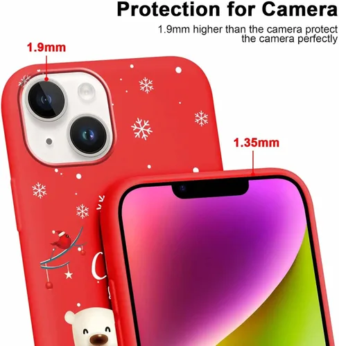 Miniatura 4 de Paquete de 2 bonitas fundas de Navidad para iPhone de 13/14 pulgadas, diseño de muñeco de nieve rojo, diseño de animales de Feliz Navidad, silicona