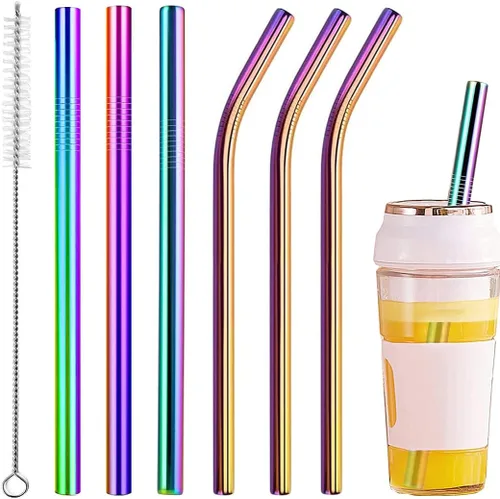 Miniatura 15 de Vinaco Pajitas Reutilizables para Batidos y Malteadas de Boca Ancha de 0.4", Juego de 6 Pajitas de Acero Inoxidable de 8.5" y 10.5" con 1 Cepillo