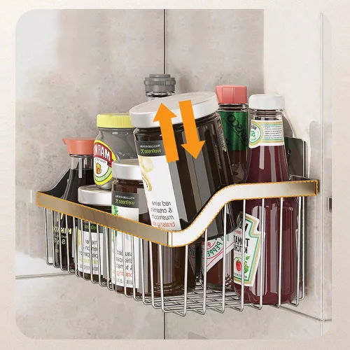 Miniatura 4 de SUS304 - Cestas de almacenamiento colgantes de acero inoxidable para montaje en pared, estante de almacenamiento de alambre de metal para cocina