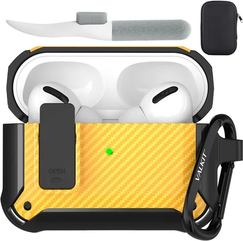 Miniatura 8 de Valkit Funda para Airpods para hombres con cerradura, funda de cuerpo completo con llavero para AirPods de Apple a prueba de golpes, funda