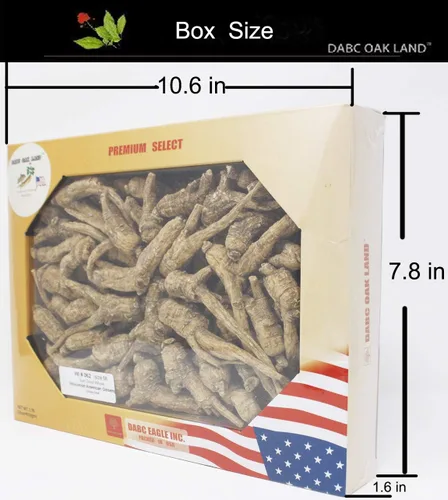 DOL Raíz de ginseng cultivada a mano de Wisconsin americano, mediana y grande, ginseng americano cultivado de Wisconsin medio (16 onzas por caja)