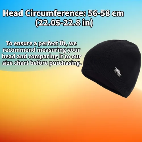 Miniatura 3 de Gorro de punto impermeable 100% a prueba de viento - Gorro de calavera con forro de lana para hombres y mujeres, gorro de invierno cálido