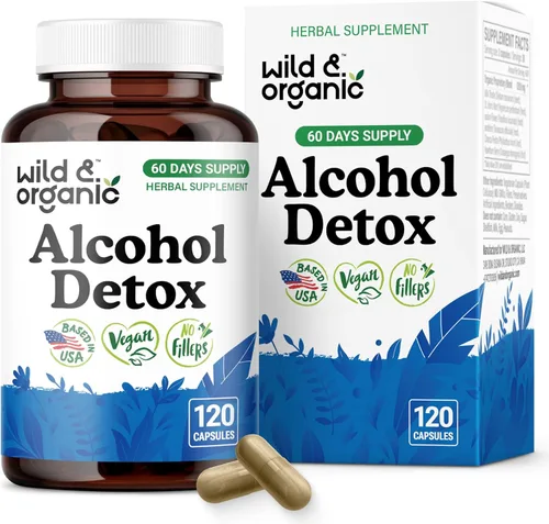 Miniatura 13 de Wild & Organic Gotas de desintoxicación de alcohol, limpieza de hígado y riñón con cardo mariano, triturador de piedras Chanca Piedra, complejo anti
