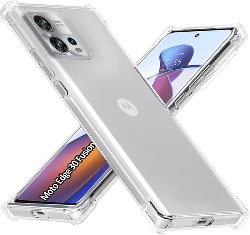 USTIYA Funda para Motorola Moto Edge 30 Fusion Clear TPU Cuatro Esquinas Cubierta Protectora Transparente Suave