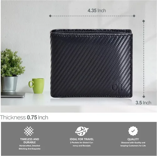 Miniatura 6 de Carteras RFID delgadas para hombres - Cartera de bolsillo frontal de piel genuina