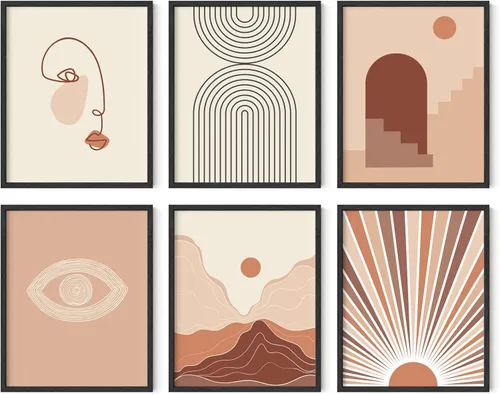 Miniatura 35 de HAUS AND HUES Arte abstracto negro para pared, juego de 6 impresiones artísticas modernas de líneas negras y grises, arte abstracto geométrico Juego