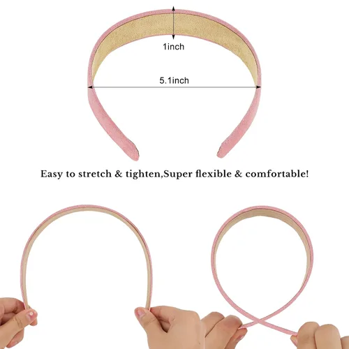 Miniatura 4 de Wecoe 10 diademas de gamuza para mujer, de 1 pulgada de ancho, color rojo, blanco, negro, rosa, morado, azul, verde, bandas antideslizantes