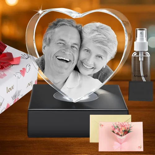 Miniatura 11 de Regalos de fotos de cristal 3D personalizados con grabado láser 3D, marcos de fotos personalizados, aniversario, cumpleaños, boda, regalo